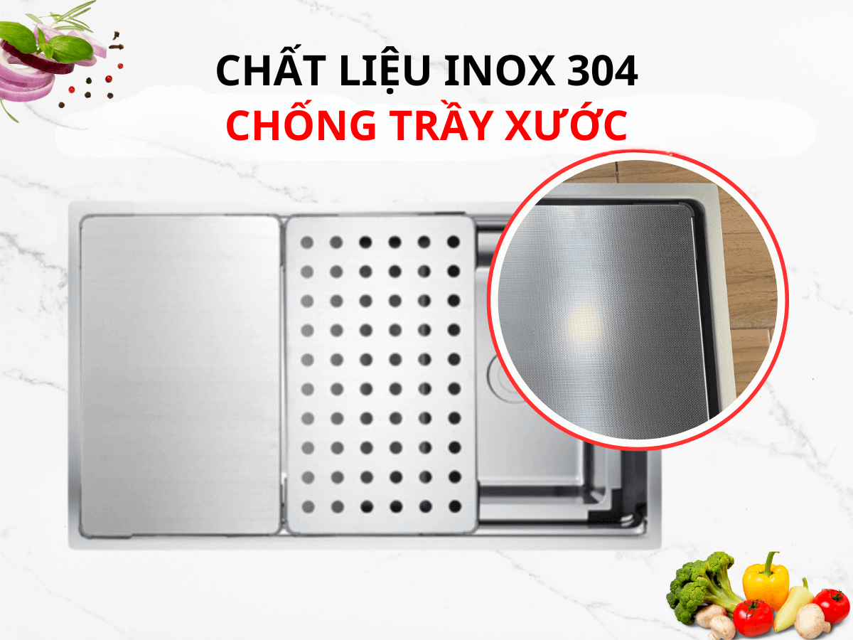 Chất liệu inox 304 cao cấp, bề mặt chống trầy xước