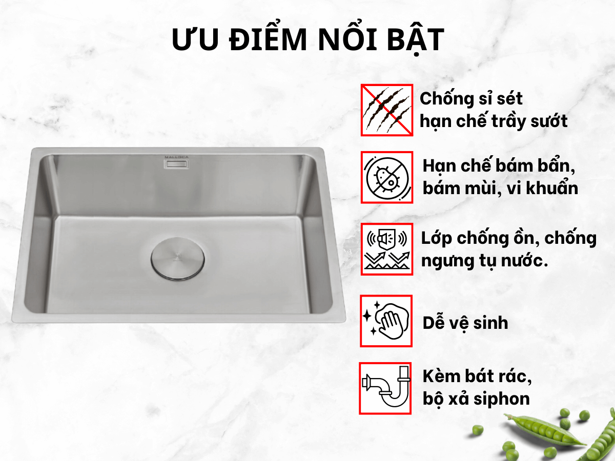 Chậu inox Malloca MS 6070