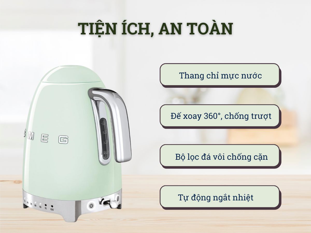 ấm đun nước siêu tốc smeg klf04pgeu
