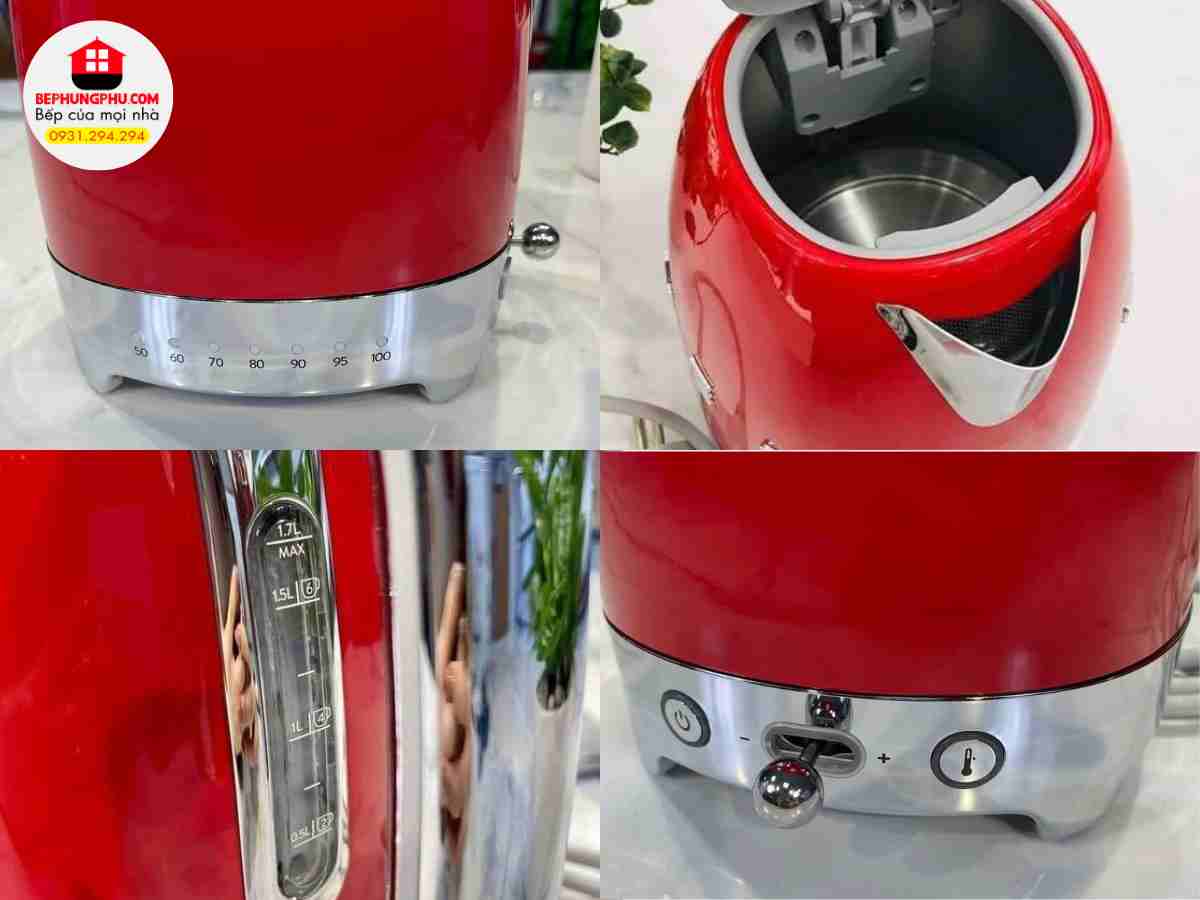 Các chi tiết ấm đun nước siêu tốc Smeg KLF04RDEU