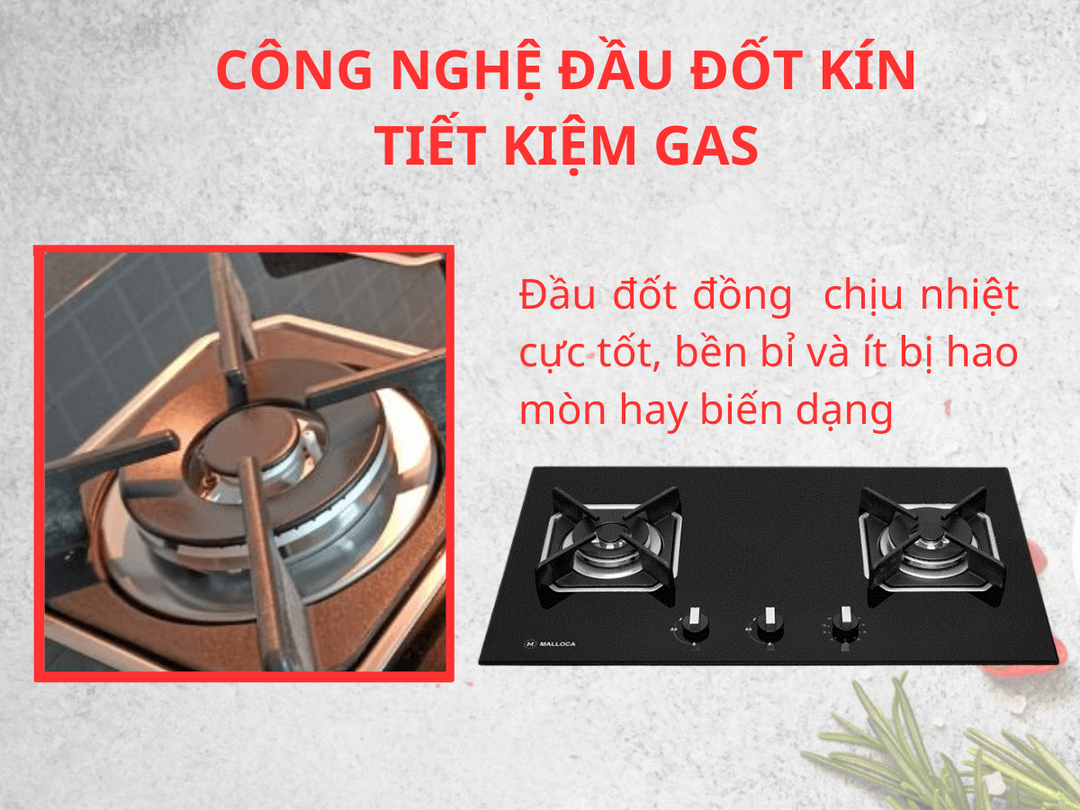 Công nghệ đầu đốt kín tiết kiệm gas, 2 đầu hâm tiện lợi