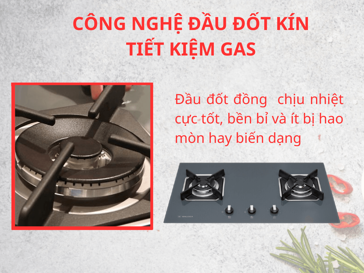 Công nghệ đầu đốt kín tiết kiệm gas, 2 đầu hâm tiện lợi