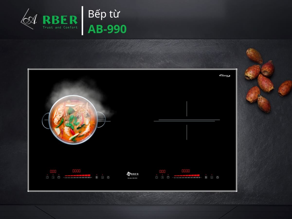 Bếp từ Arber AB-990 thiết kế 2 vùng nấu sang trọng