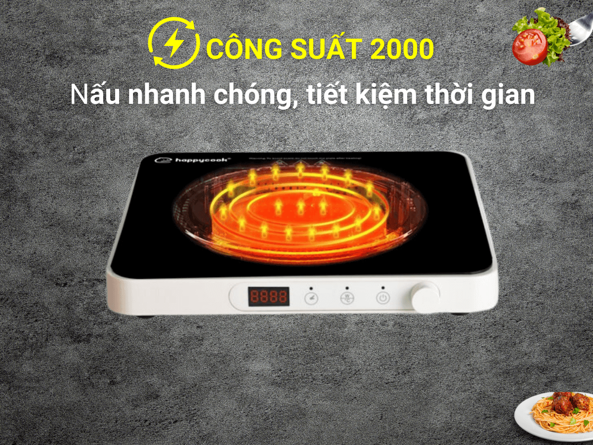 Công suất 2000W nấu nướng nhanh chóng