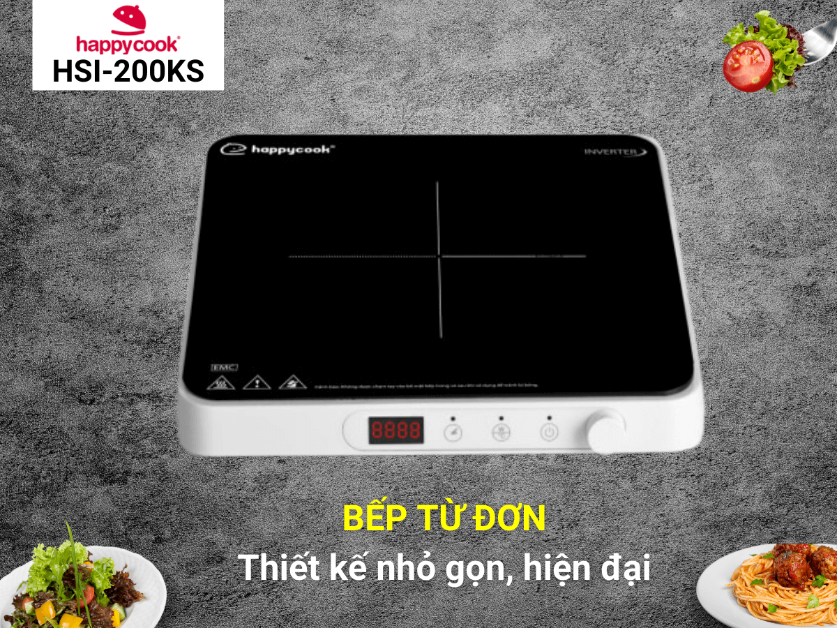 Bếp từ đơn Happycook HSI-200KS thiết kế nhỏ gọn, hiện đại