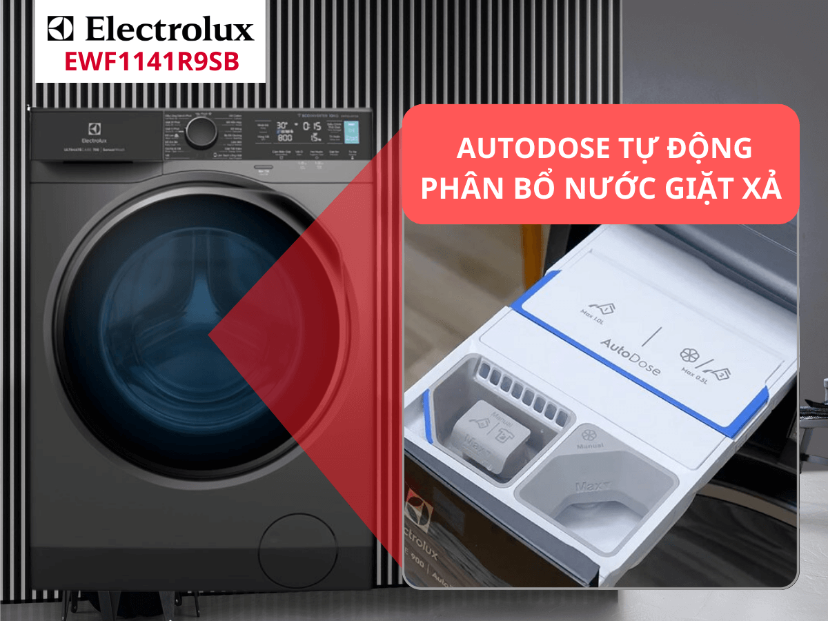 Công nghệ Autodose tự động phân bổ nước giặt xả