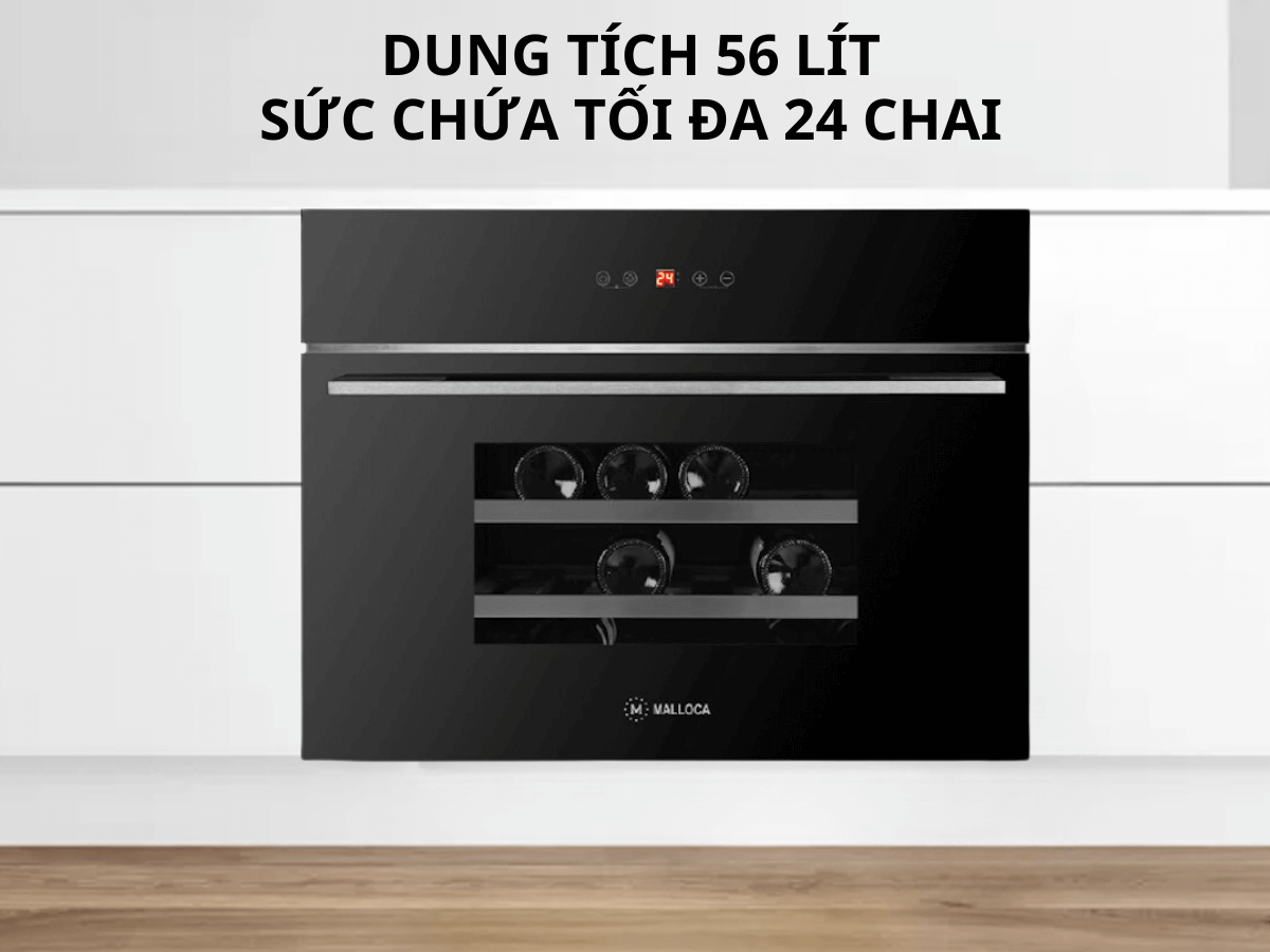 Dung tích 56 lít, sức chứa tối đa 24 chai