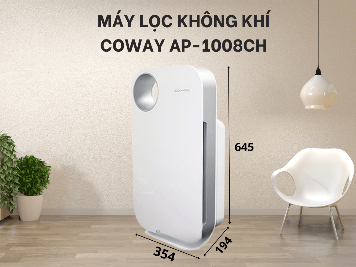 Máy lọc không khí Coway AP-1008CH thiết kế nhỏ gọn, sang trọng