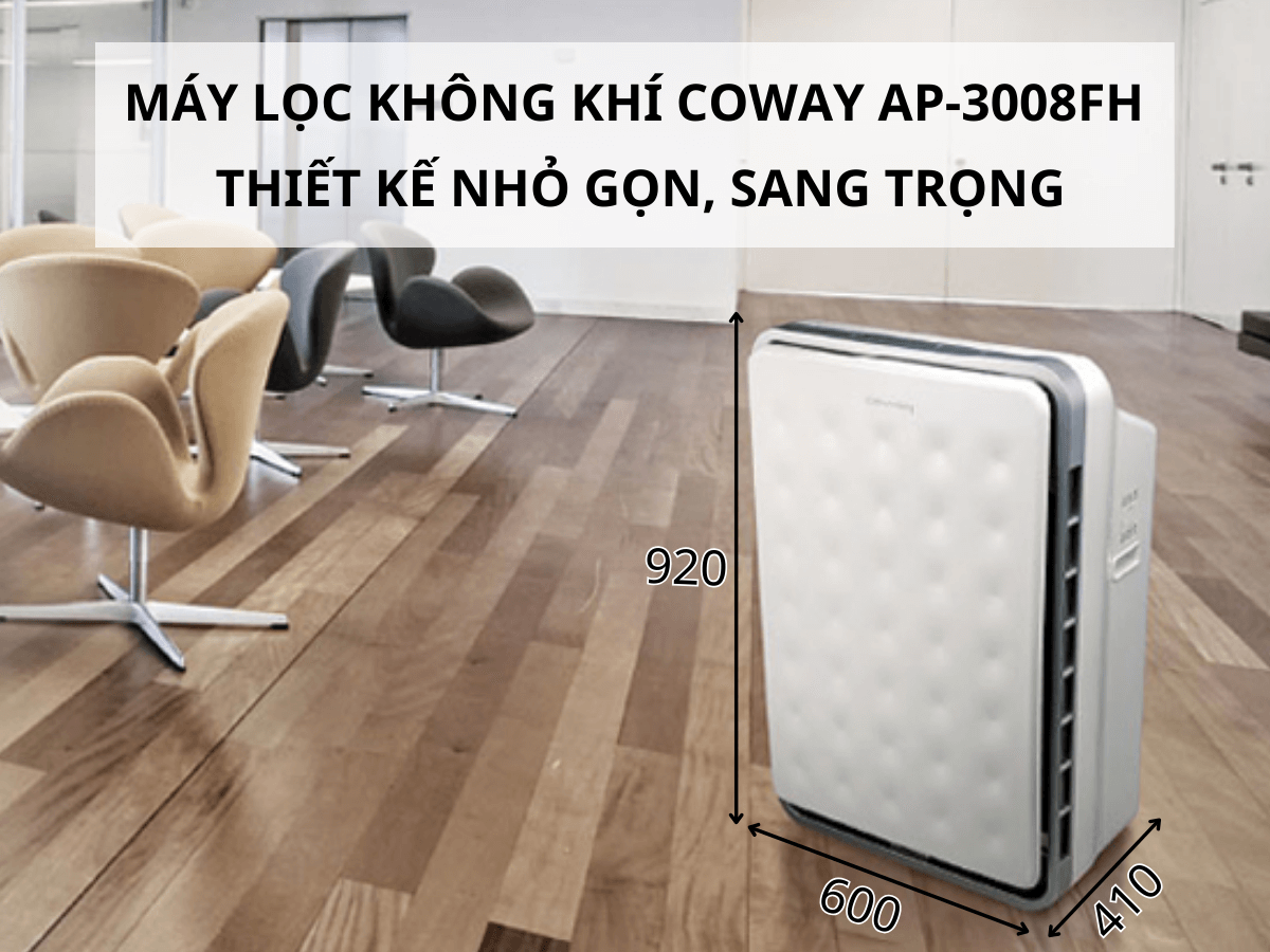 Máy lọc không khí Coway AP-3008FH thiết kế nhỏ gọn, sang trọng