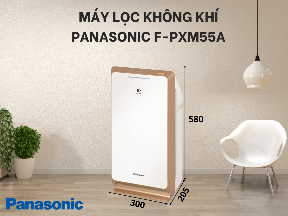 Máy lọc không khí Panasonic F-PXM55A thiết kế nhỏ gọn, sang trọng