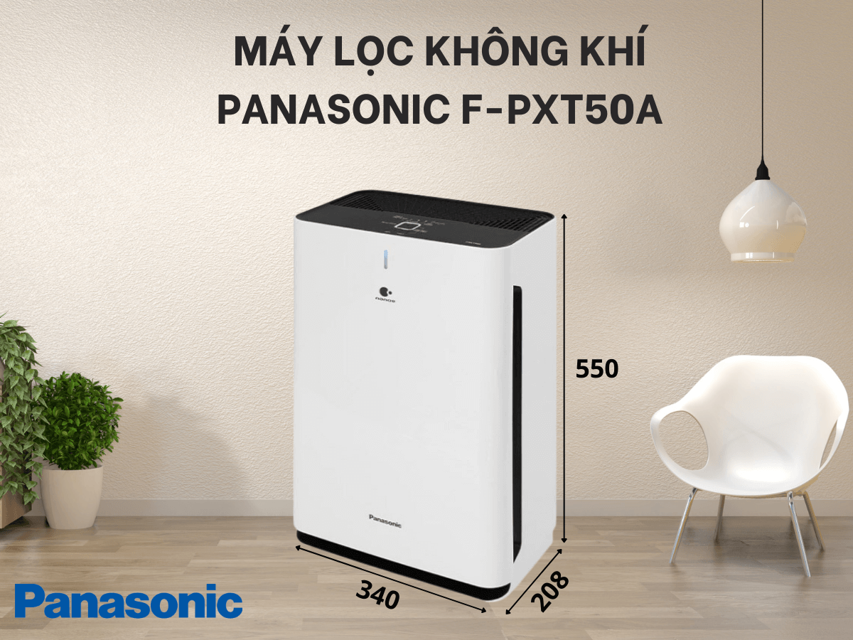 Máy lọc không khí Panasonic F-PXT50A thiết kế nhỏ gọn, sang trọng