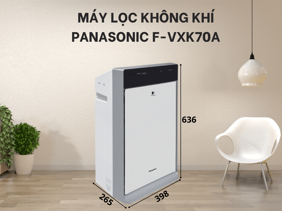 Máy lọc không khí Panasonic F-VXK70A thiết kế nhỏ gọn, sang trọng