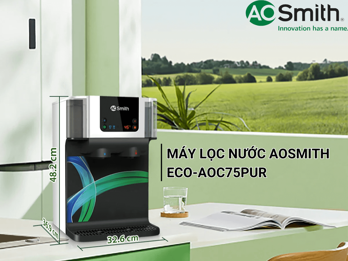 Máy lọc nước AOSmith ECO-AOC75PUR thiết kế để bàn tiện lợi