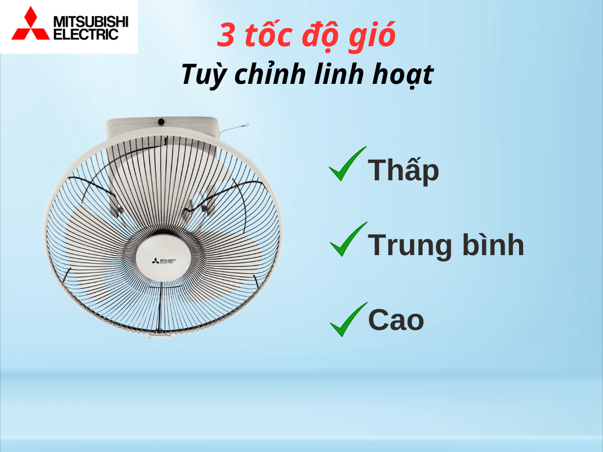 3 tốc độ gió tuỳ chỉnh linh hoạt
