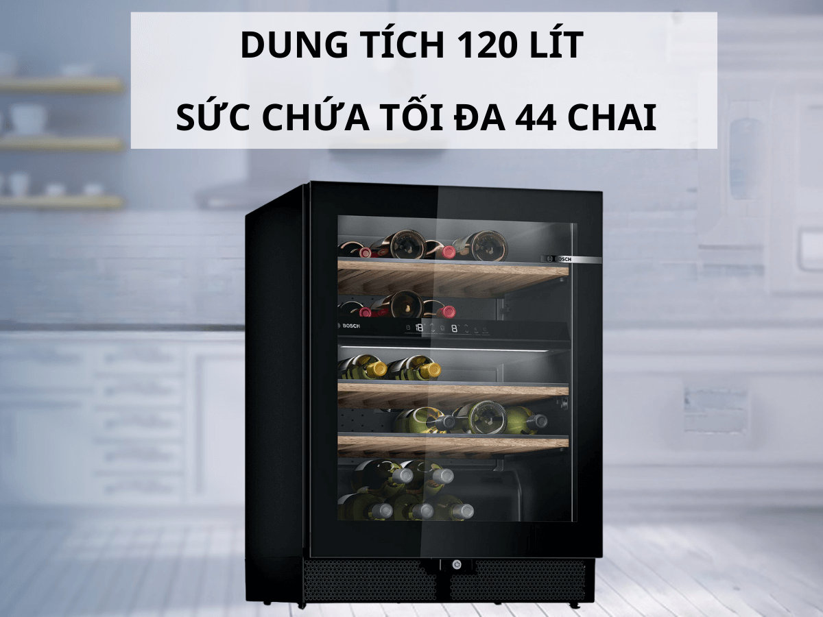 Dung tích 120 lít, sức chứa tối đa 44 chai
