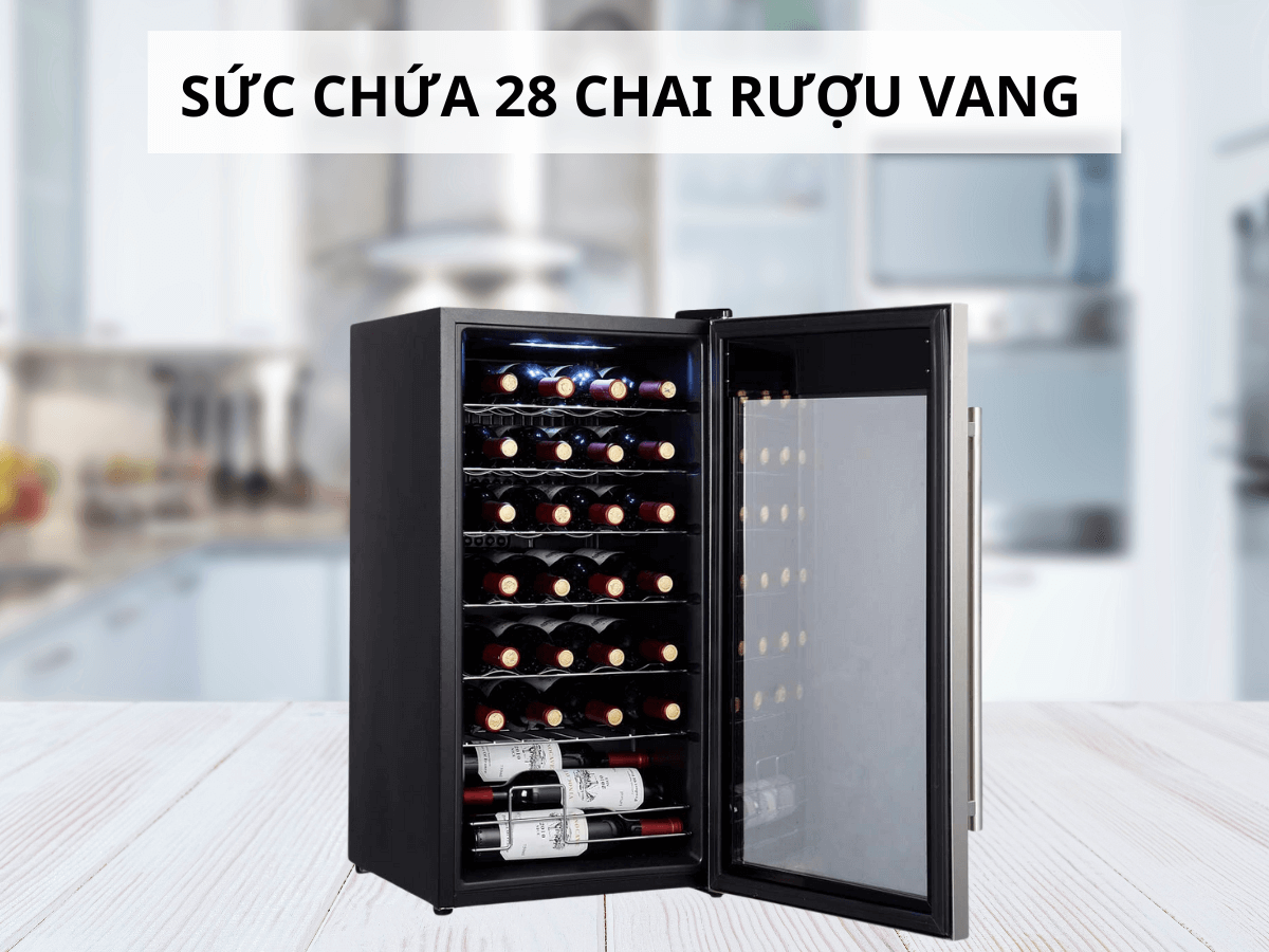 Sức chứa 28 chai rượu vang