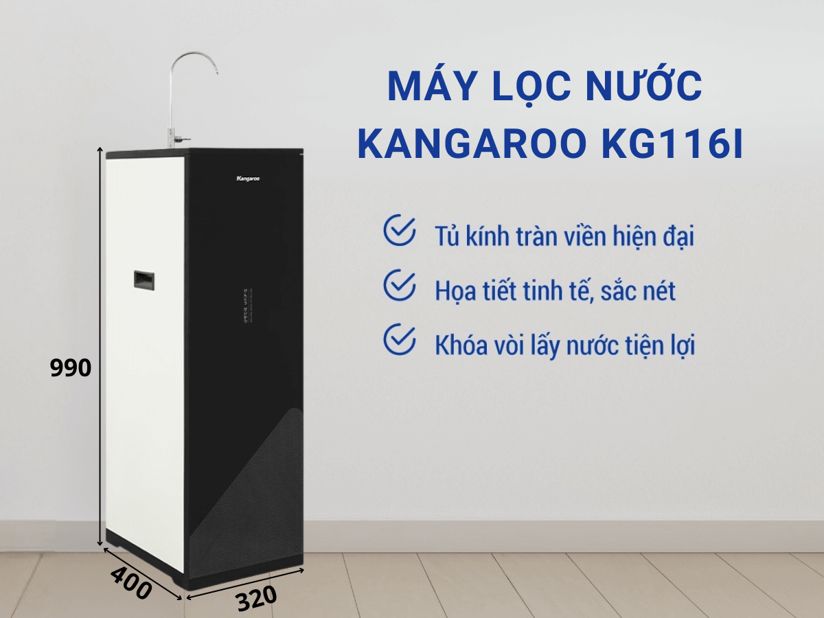 Máy lọc nước Kangaroo KG116I thiết kế hiện đại, sang trọng