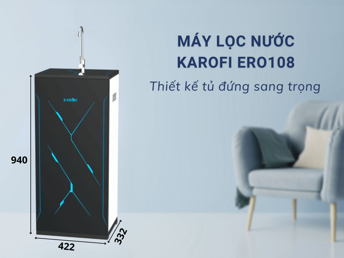 Máy lọc nước Karofi ERO108 thiết kế tủ đứng hiện đại, sang trọng