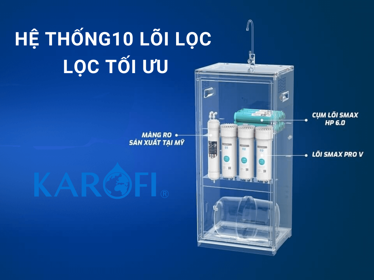 Hệ thống 10 lõi lọc cho hiệu suất lọc tối ưu