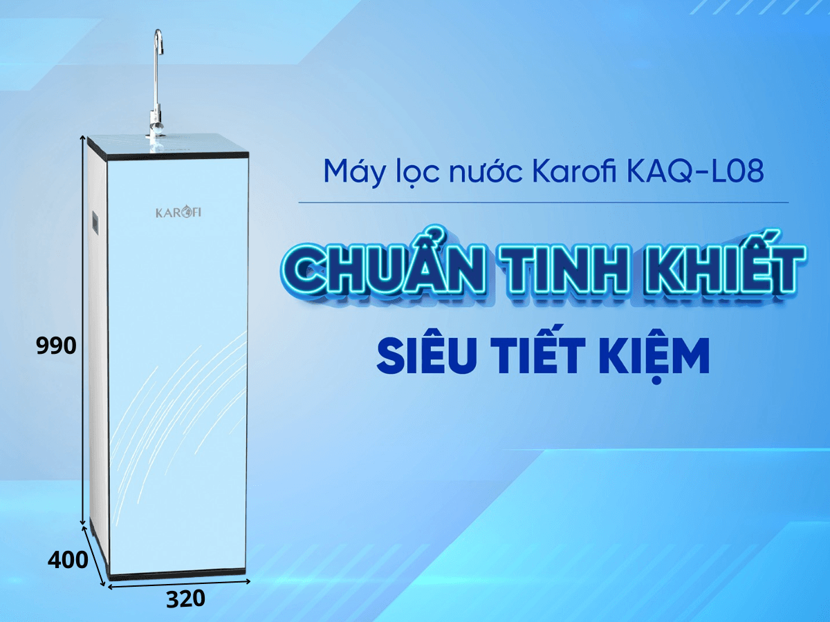 Máy lọc nước Karofi KAQ-L08 thiết kế tủ đứng hiện đại, sang trọng
