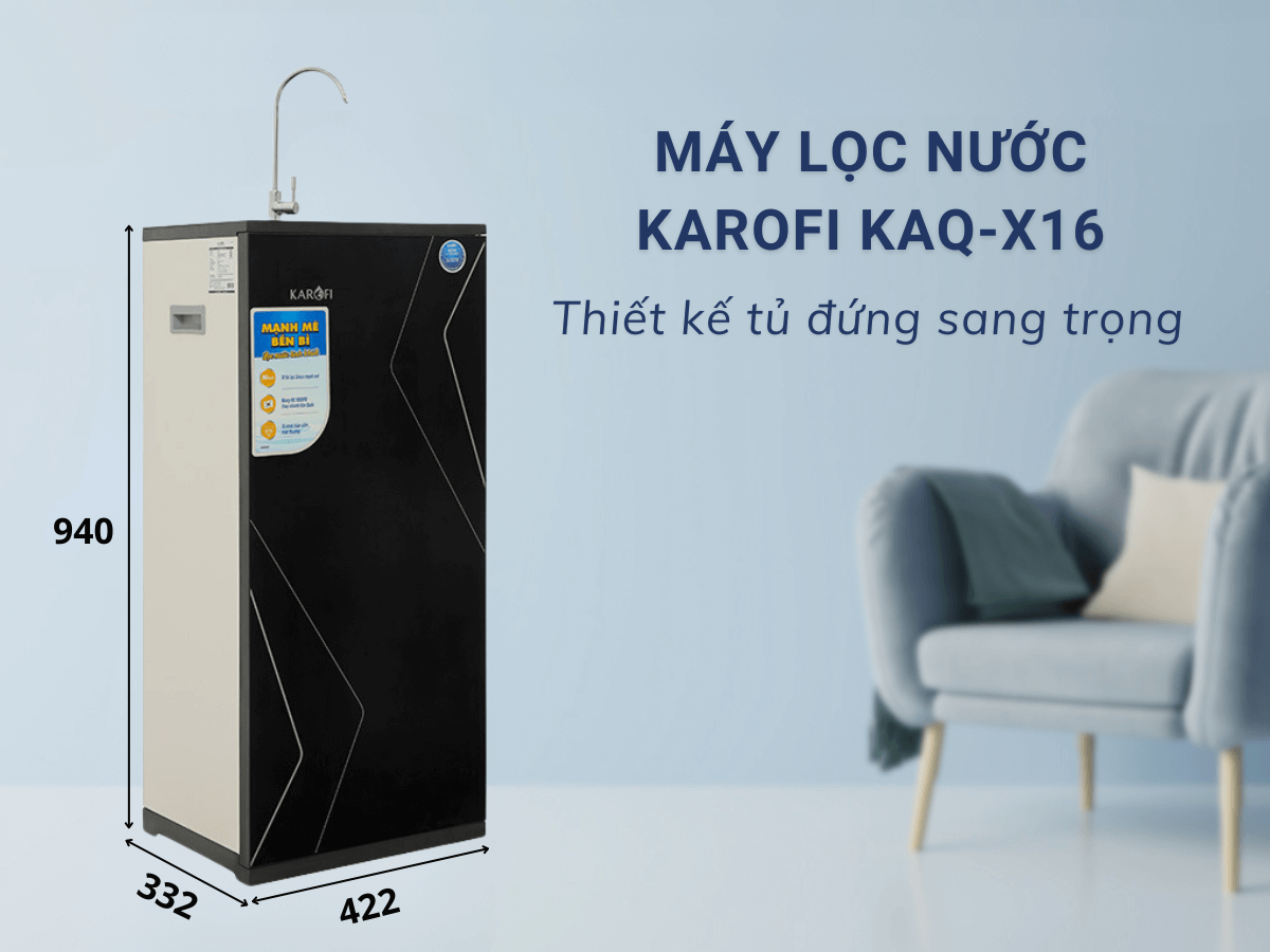 Máy lọc nước Karofi KAQ-X16 thiết kế tủ đứng hiện đại, sang trọng