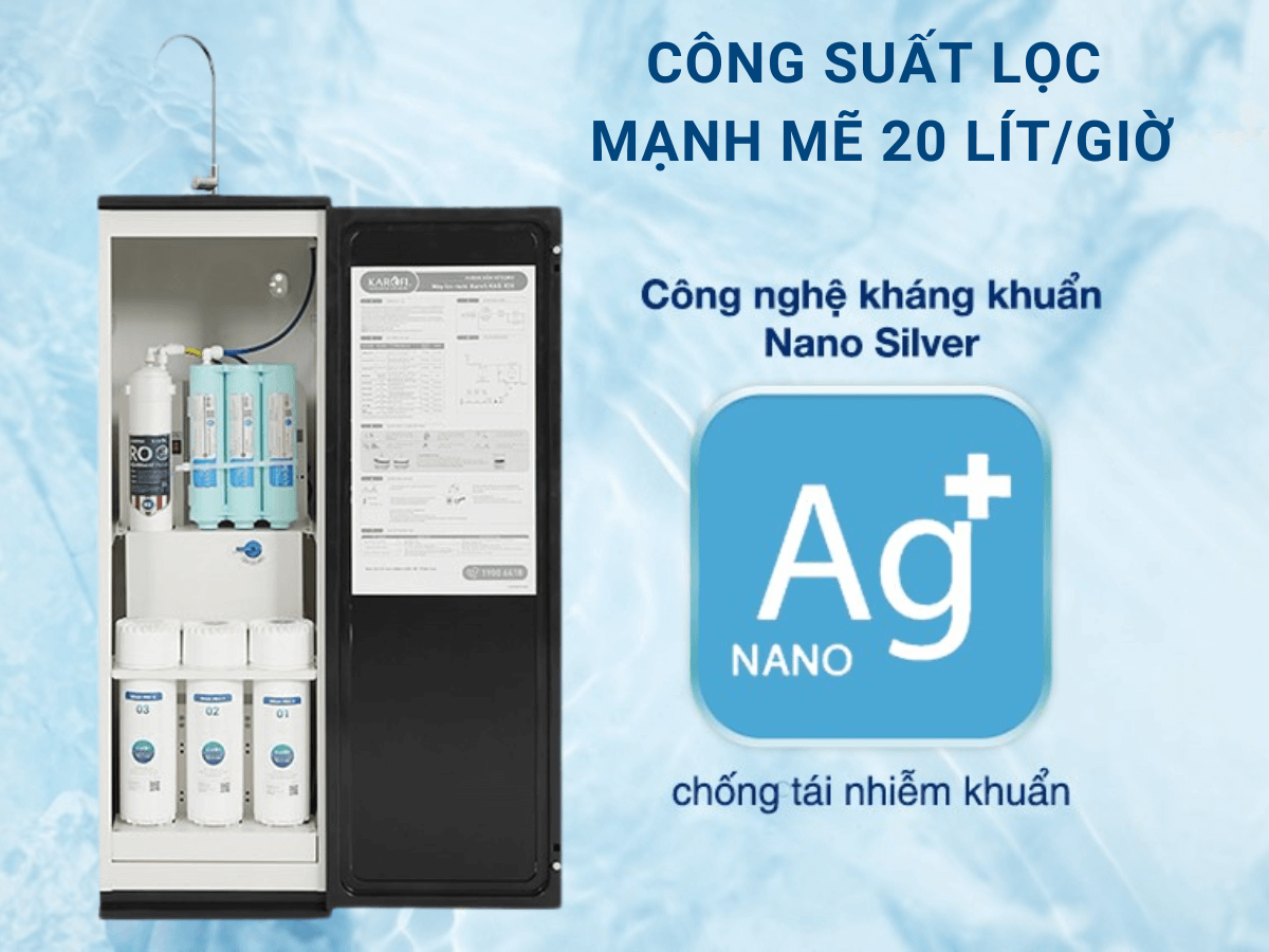 Công suất lọc mạnh mẽ 20 lít/giờ