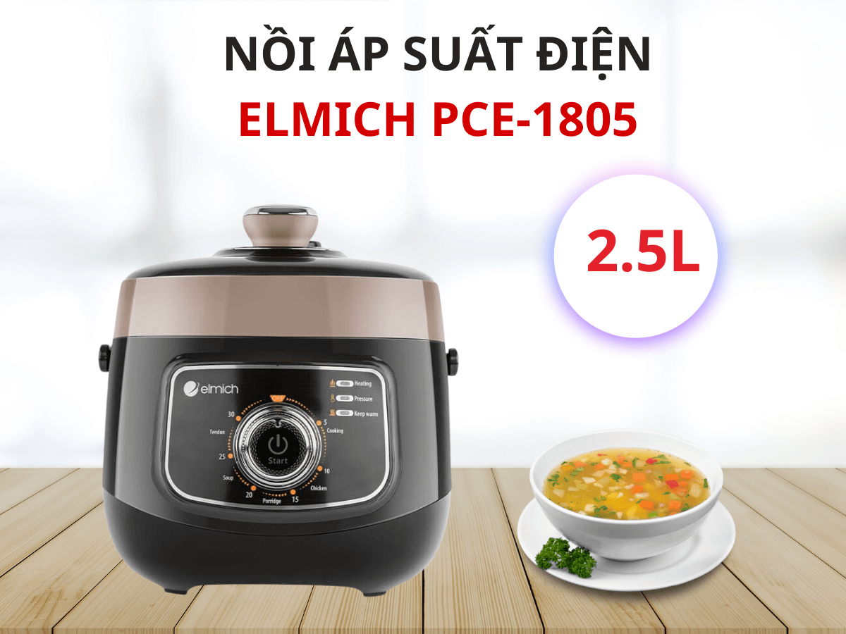 Nồi áp suất điện Elmich PCE-1805 dung tích 2,5 lít, thiết kế sang trọng