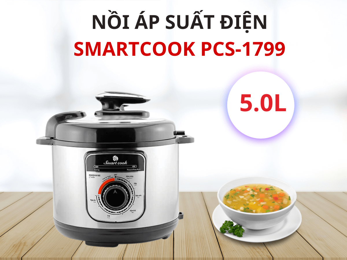 Nồi áp suất điện Smartcook PCS-1799 dung tích 5 lít, thiết kế sang trọng