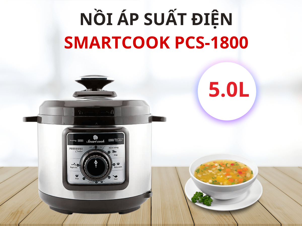 Nồi áp suất điện Smartcook PCS-1800 dung tích 5 lít, thiết kế sang trọng
