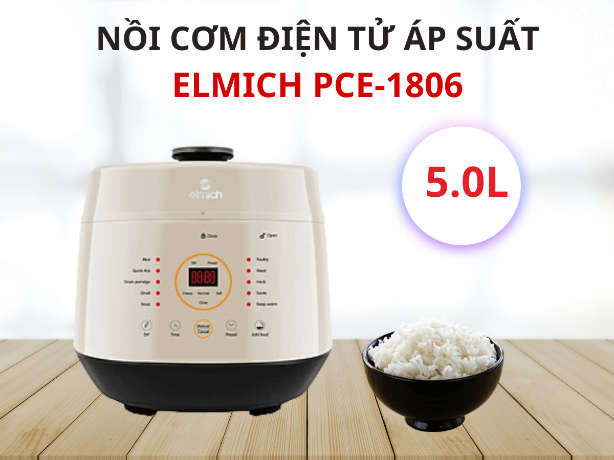 Nồi cơm điện tử áp suất Elmich PCE-1806 dung tích 5 lít, thiết kế sang trọng