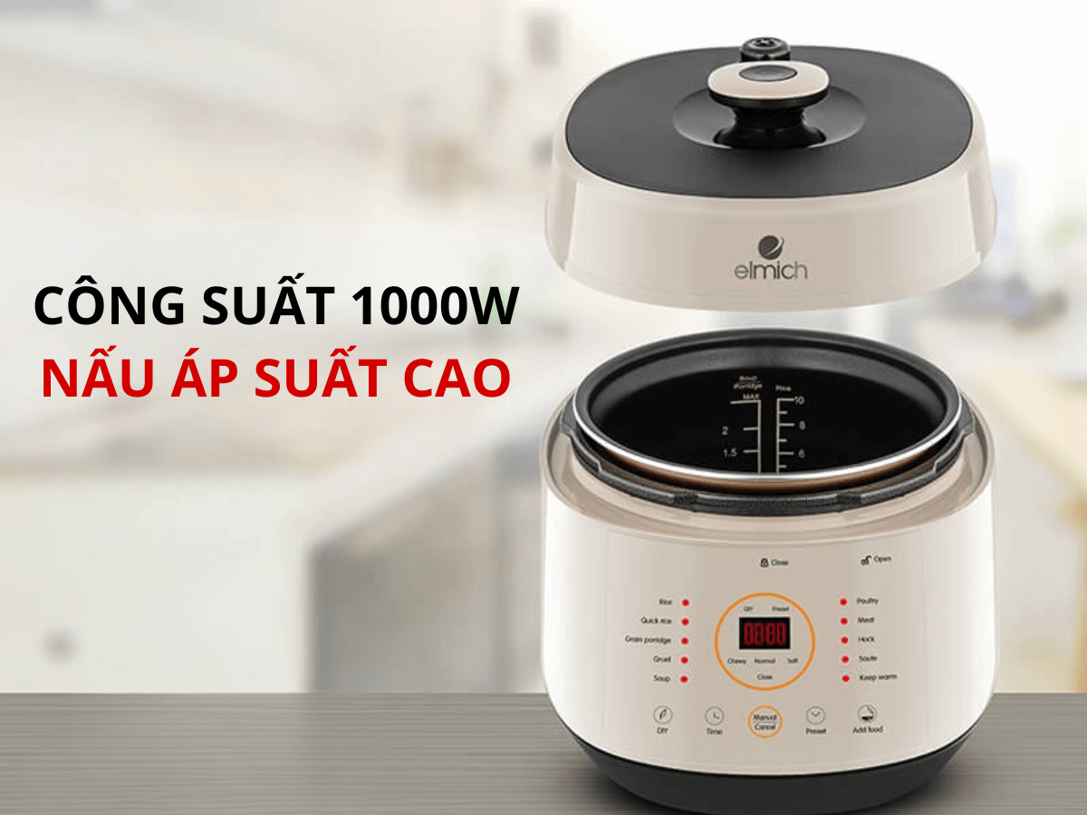 Công suất 1000W, công nghệ nấu áp suất cao nấu nhanh tiện lợi