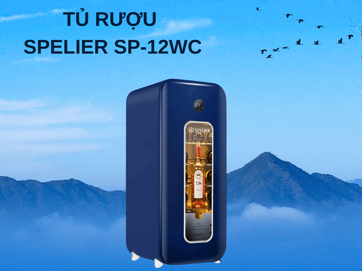 Tủ rượu Spelier SP-12WC (Dark Blue) thiết kế mini nhỏ gọn, sang trọng