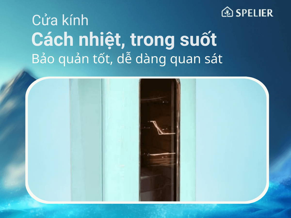 Cửa kính cách nhiệt trong suốt bảo quản rượu tốt, dễ dàng quan sát