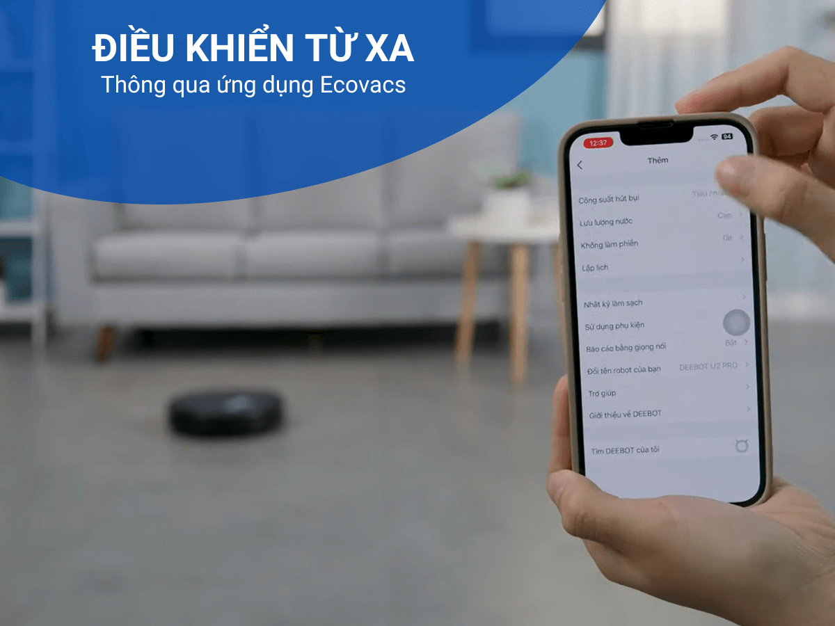 Điều khiển từ xa qua ứng dụng Ecovacs