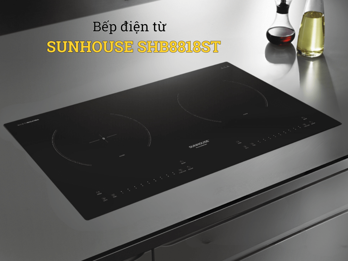 Bếp điện từ Sunhouse SHB8818ST thiết kế lắp âm gọn gàng, sang trọng