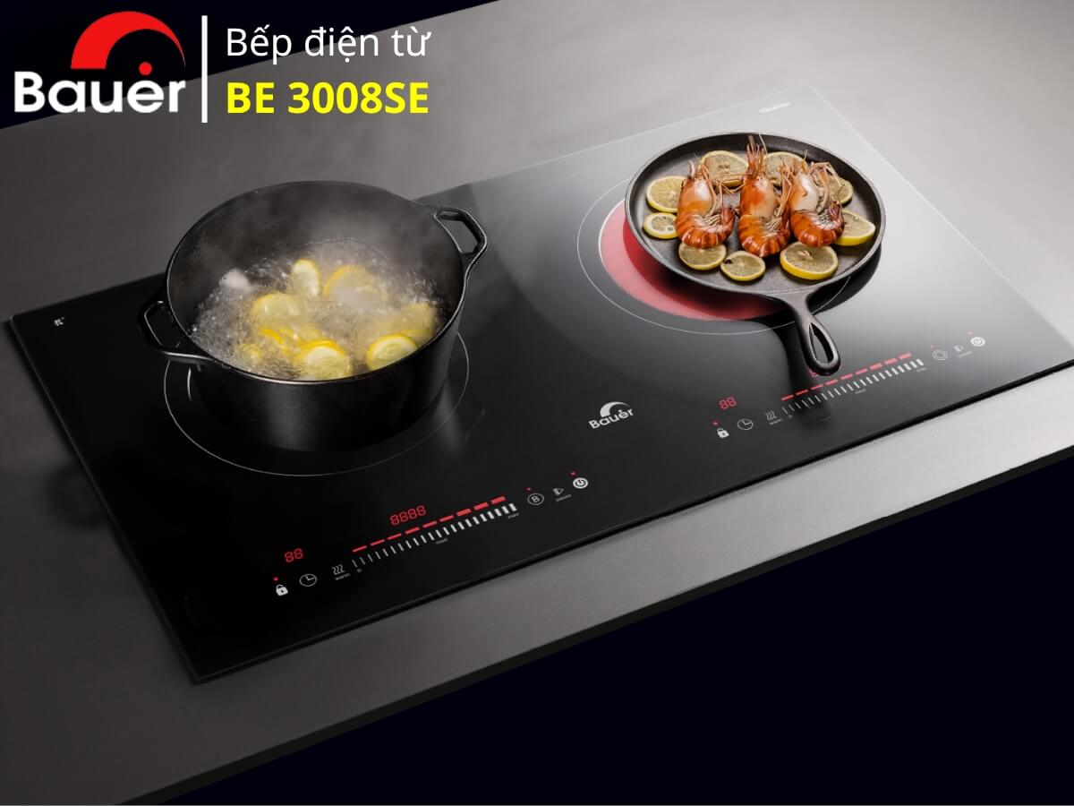 Bếp điện từ Bauer BE 3008SE thiết kế 2 vùng nấu sang trọng