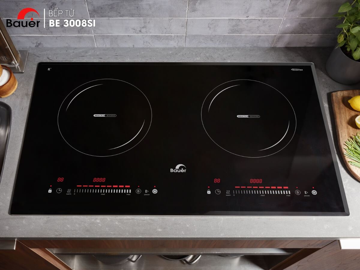 Bếp từ Bauer BE 3008SI thiết kế 2 vùng nấu sang trọng