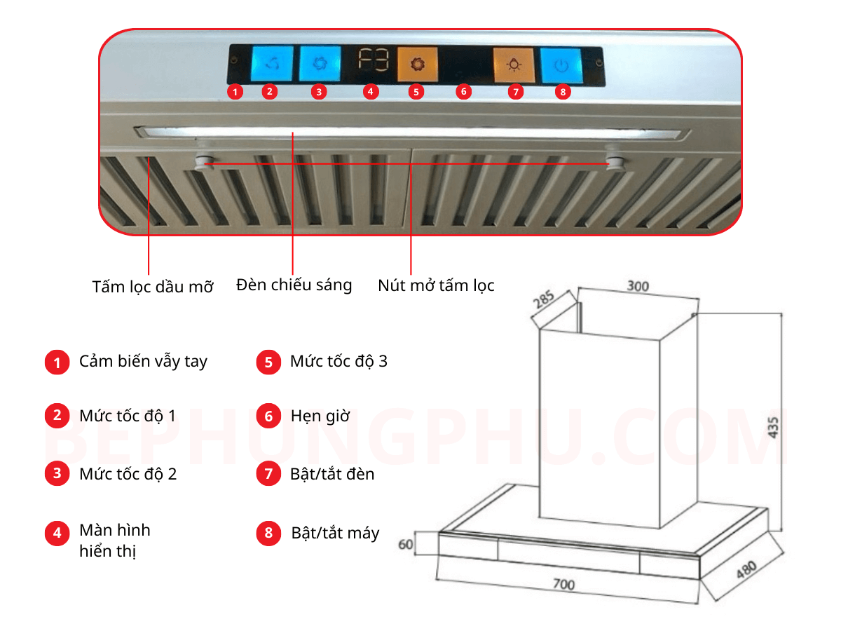 Máy hút mùi Latino LT-T68Plus