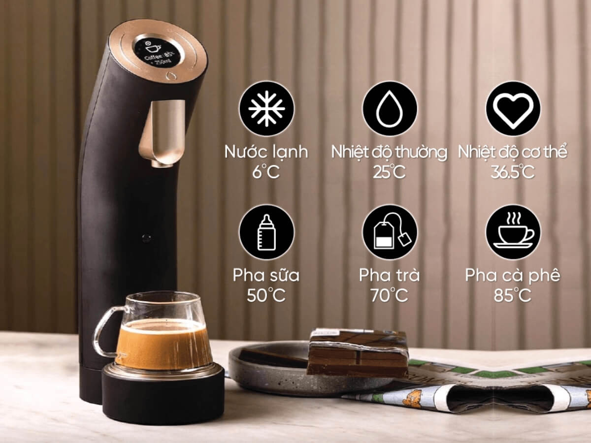 Tuỳ chọn 6 mức nhiệt độ nóng/lạnh và 3 mức dung tích nước
