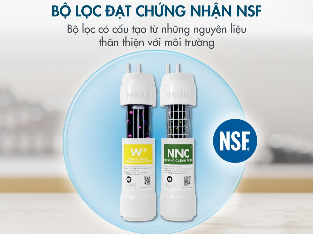 Hệ thống lọc tiên tiến với 2 lõi lọc - 9 giai đoạn lọc