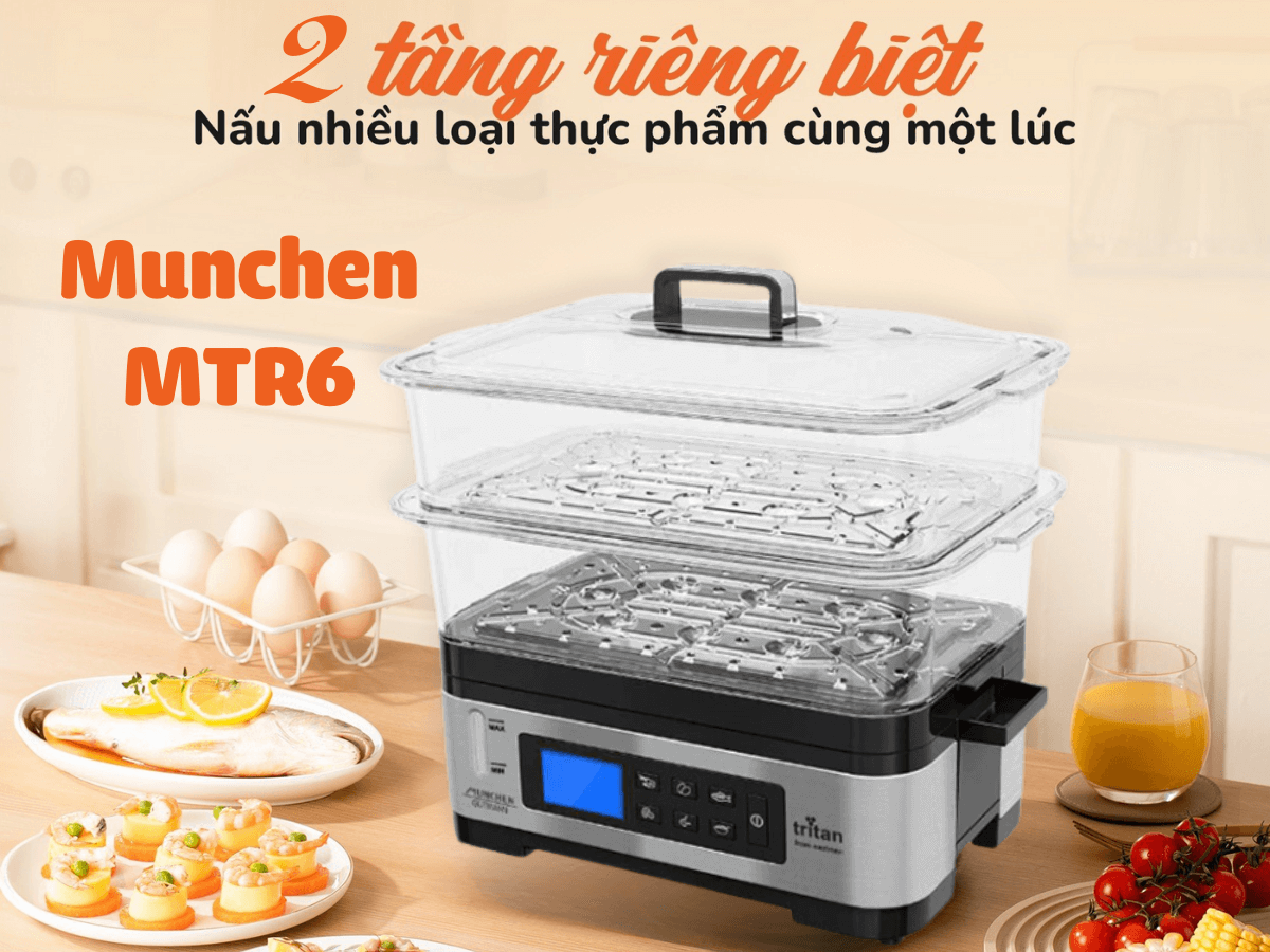 Nồi hấp Munchen MTR6 thiết kế hiện đại, đẹp mắt