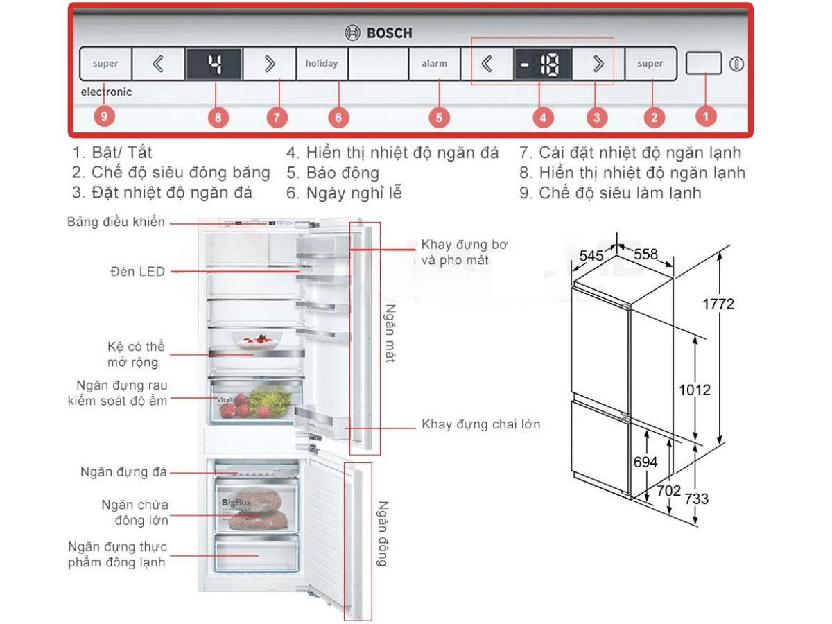 Chi tiết tủ lạnh Bosch KIN86AF30O
