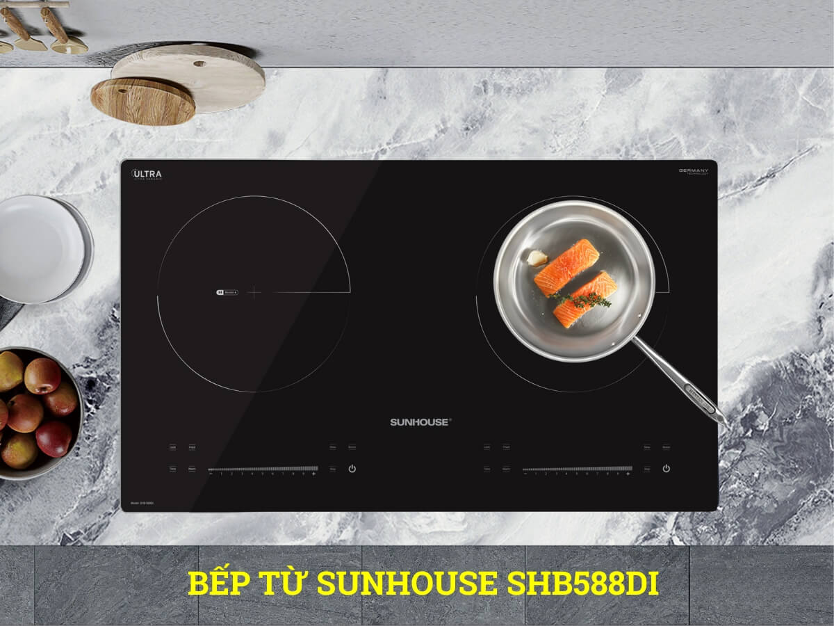 Bếp từ Sunhouse SHB588DI thiết kế lắp âm gọn gàng, sang trọng