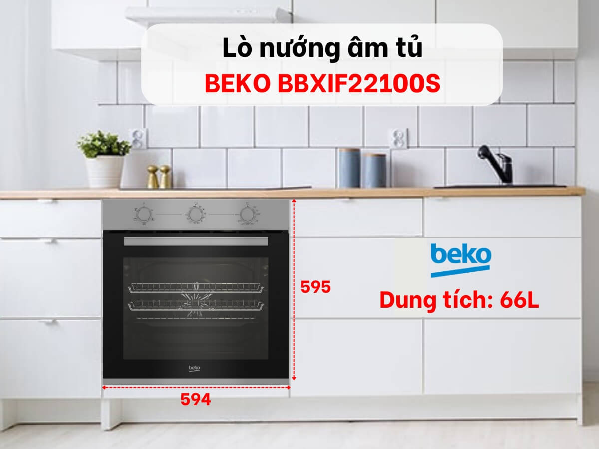 Lò nướng Beko BBXIF22100S dung tích lớn 66 lít