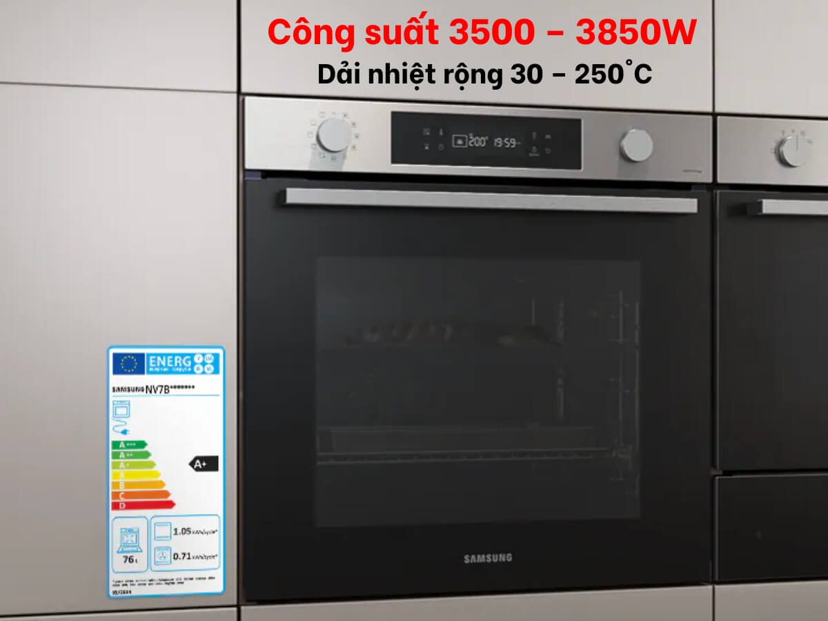 Công suất 3500 – 3850W, dải nhiệt rộng 30 – 250°C