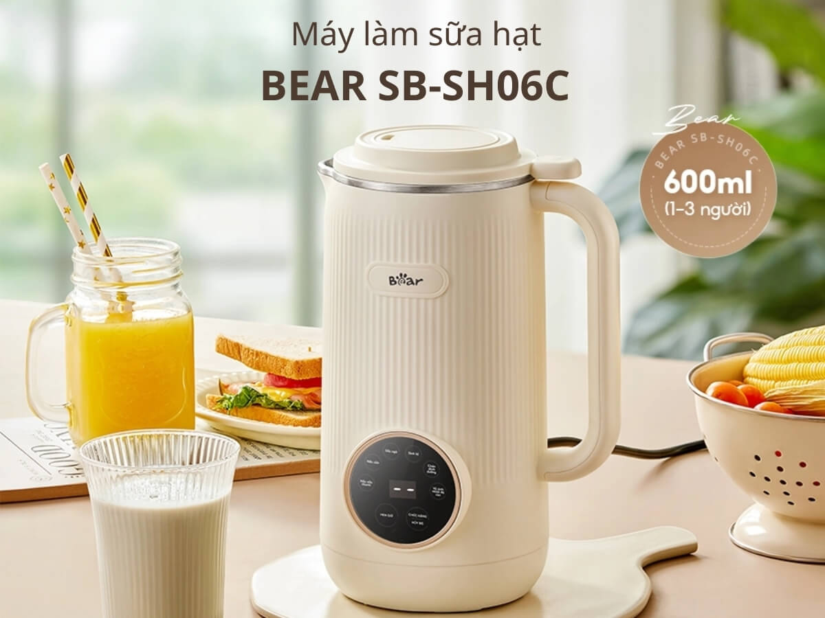 Máy làm sữa hạt Bear SB-SH06C thiết kế nhỏ gọn, thời thượng