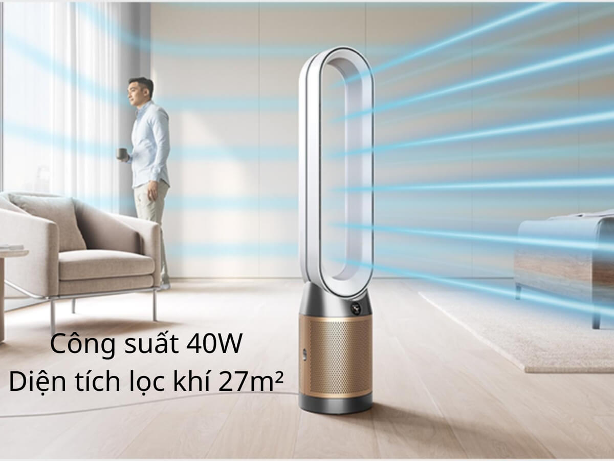 Công suất 40W, diện tích lọc khí 27m²