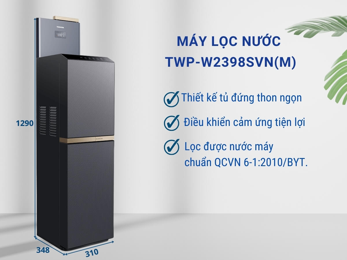 Máy lọc nước Toshiba TWP-W2398SVN(M) thiết kế hiện đại, sang trọng