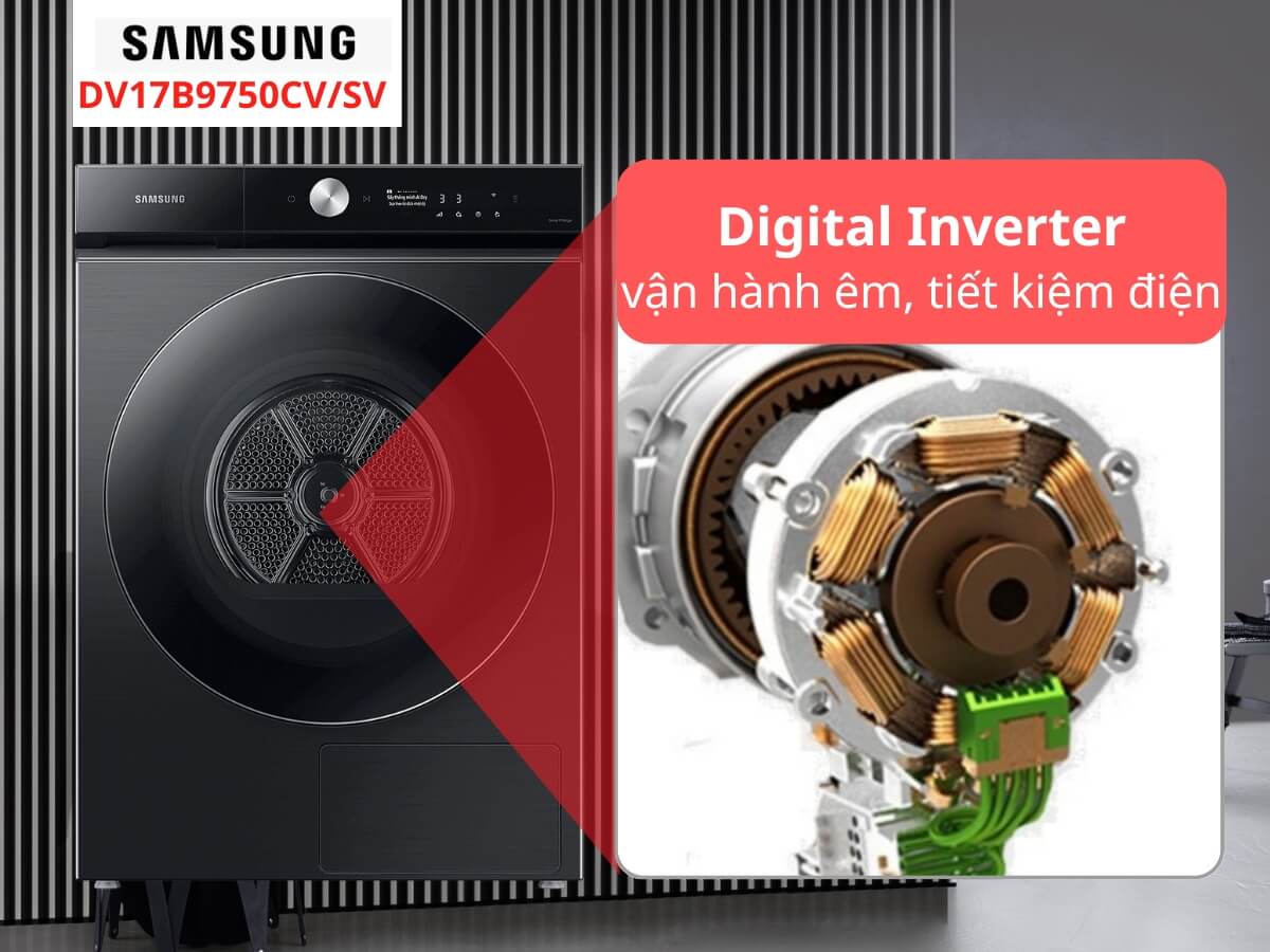 Động cơ Digital Inverter vận hành êm, tiết kiệm điện