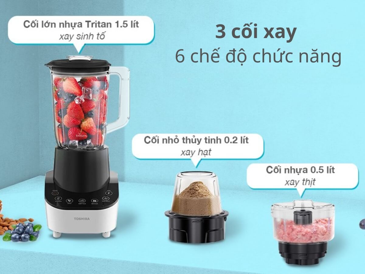 3 cối xay tiện dụng, 6 chế độ chức năng
